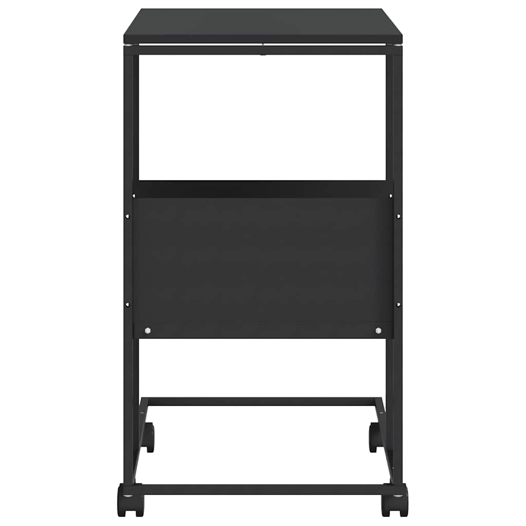 sidebord med hjul 55x36x63,5 cm konstrueret træ sort