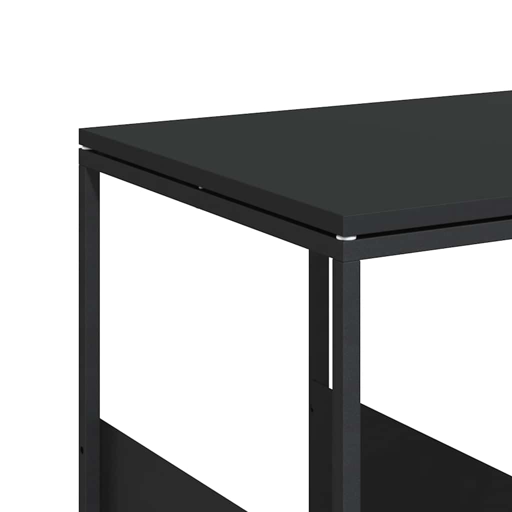 sidebord med hjul 55x36x63,5 cm konstrueret træ sort