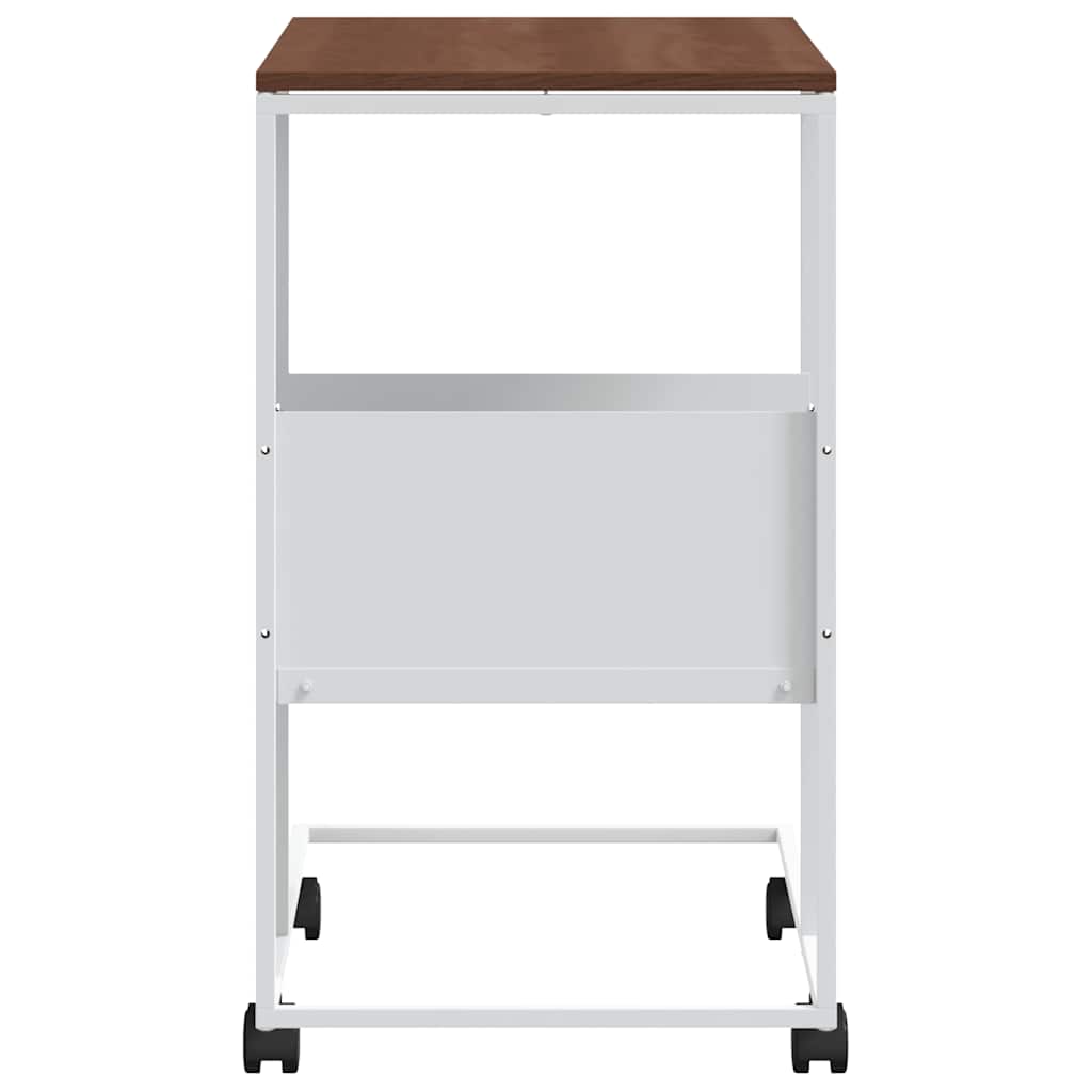 sidebord med hjul 55x36x63,5 cm konstrueret træ hvid