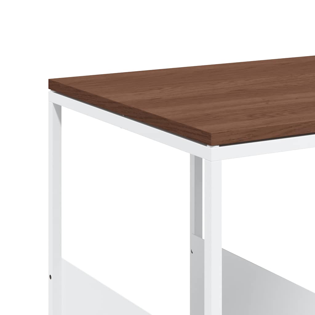 sidebord med hjul 55x36x63,5 cm konstrueret træ hvid