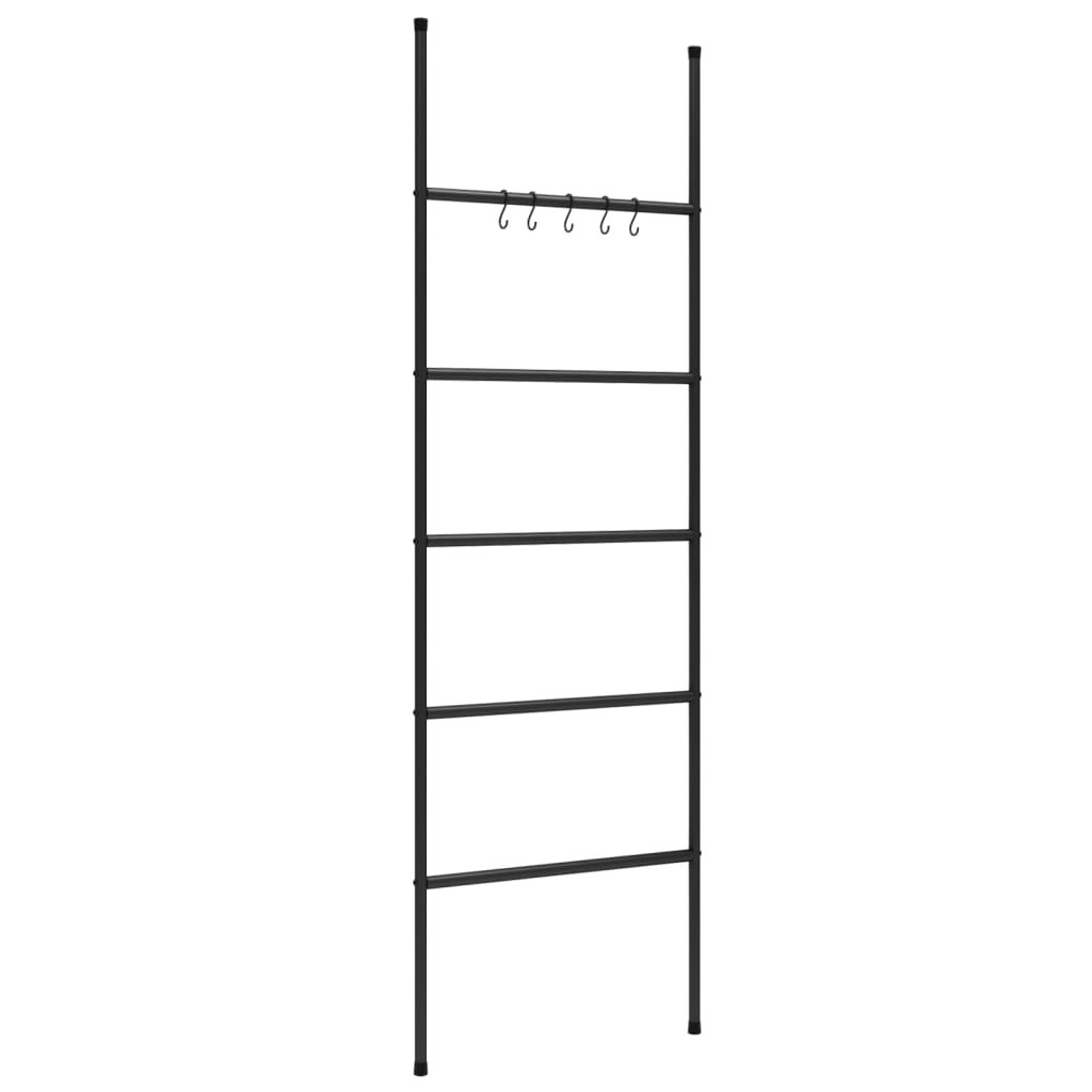 håndklædestativ med stige og 5 niveauer sort 58x175 cm jern