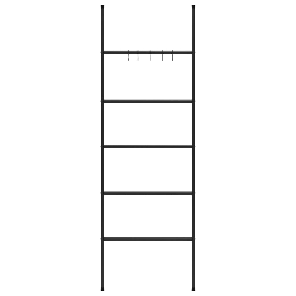 håndklædestativ med stige og 5 niveauer sort 58x175 cm jern