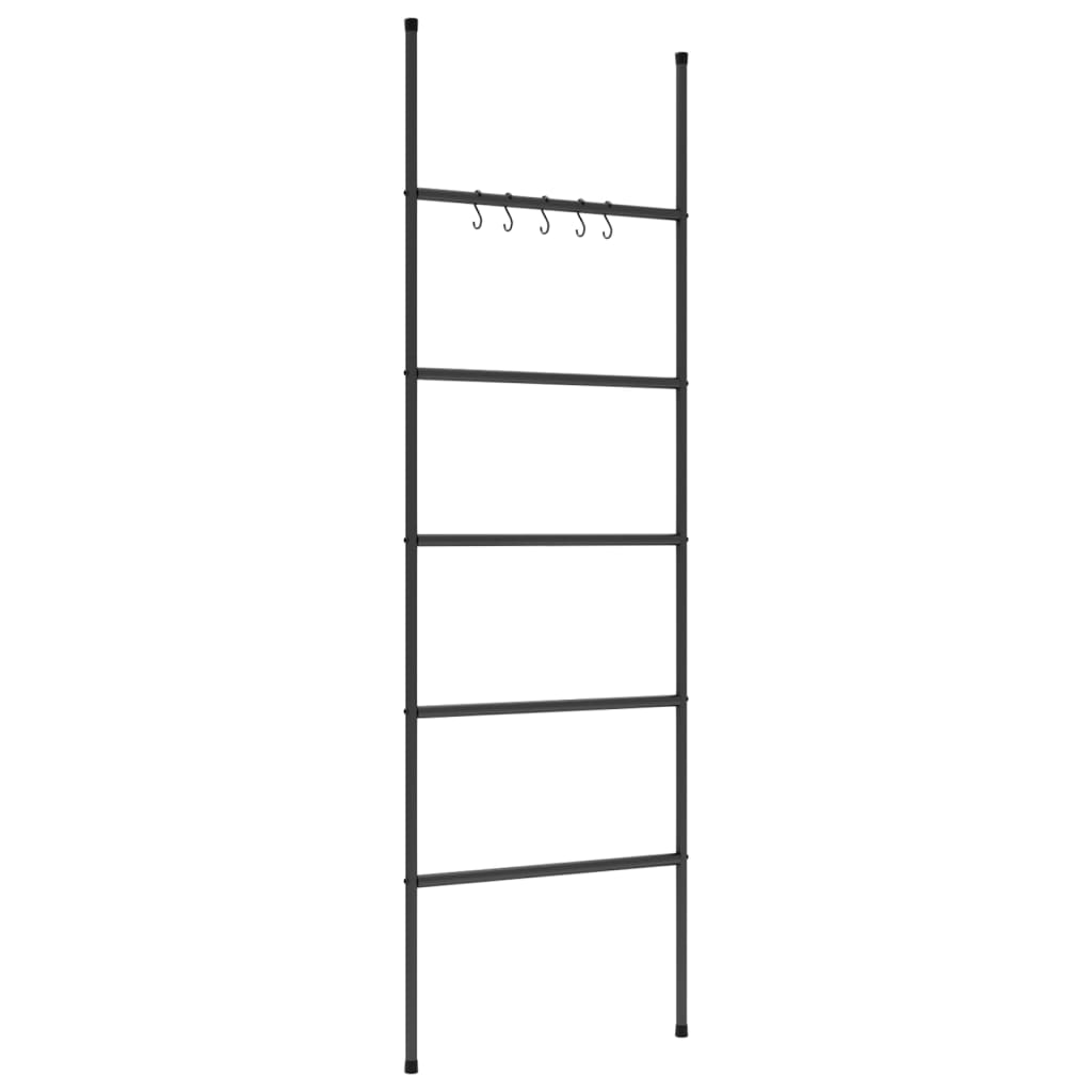 håndklædestativ med stige og 5 niveauer sort 58x175 cm jern