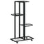 blomsterstativ 4 niveauer med hjul 44x23x80 cm jern sort