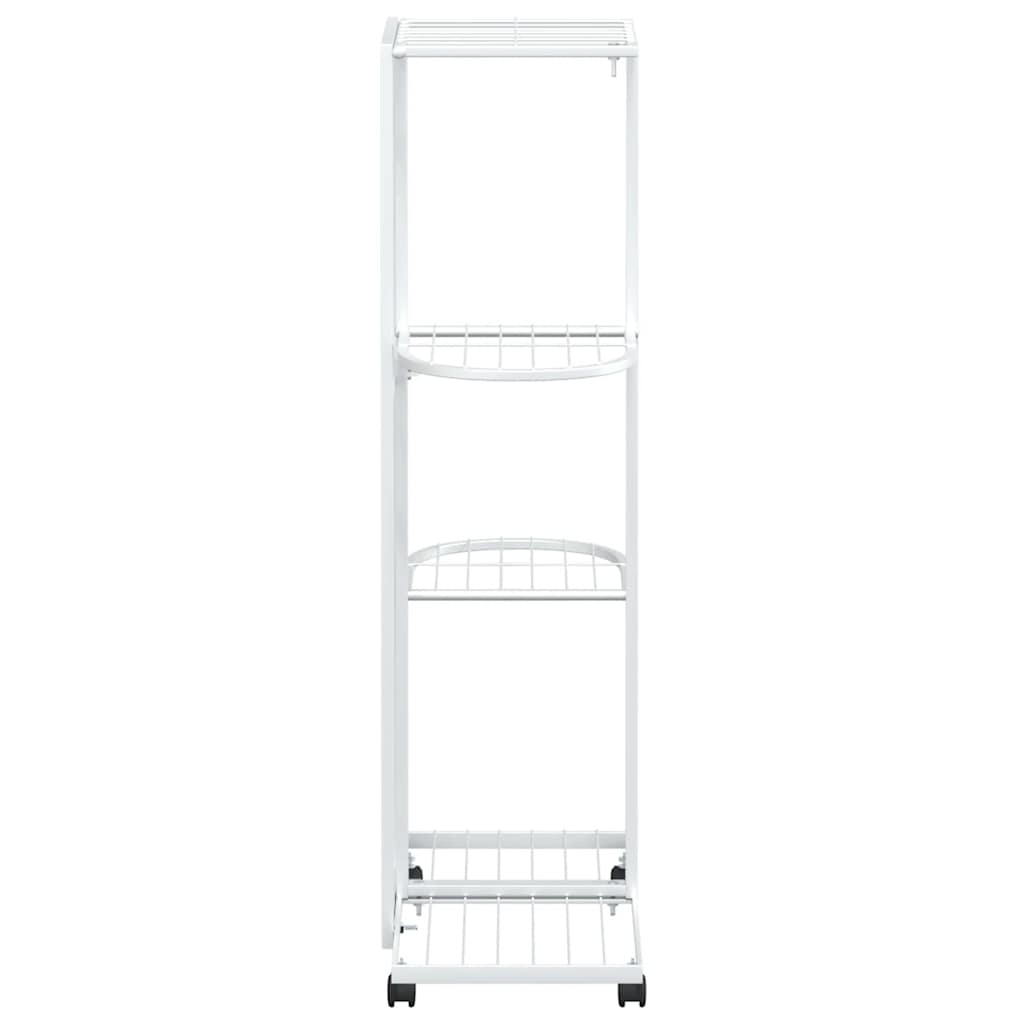 blomsterstativ 4 niveauer med hjul 44x23x80 cm jern hvid