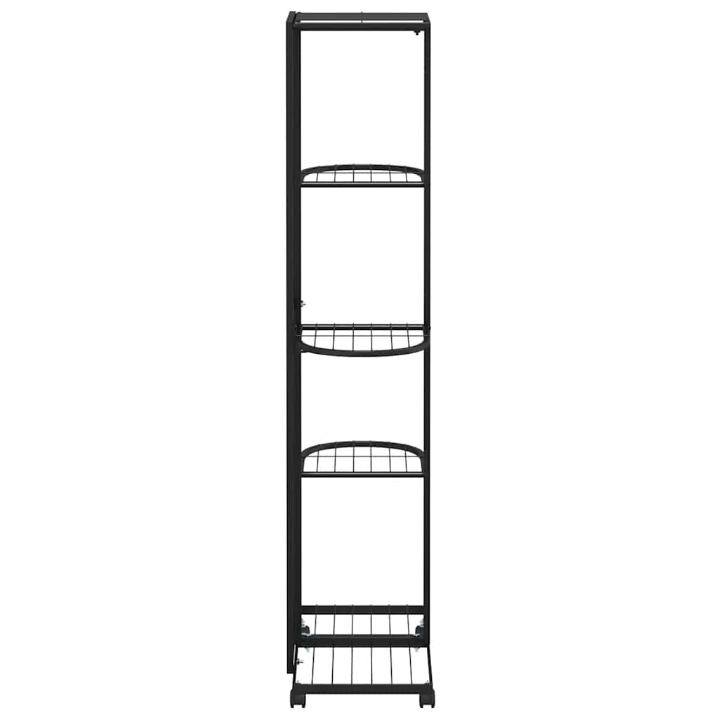 blomsterstativ 5 niveauer med hjul 44x23x100 cm jern sort