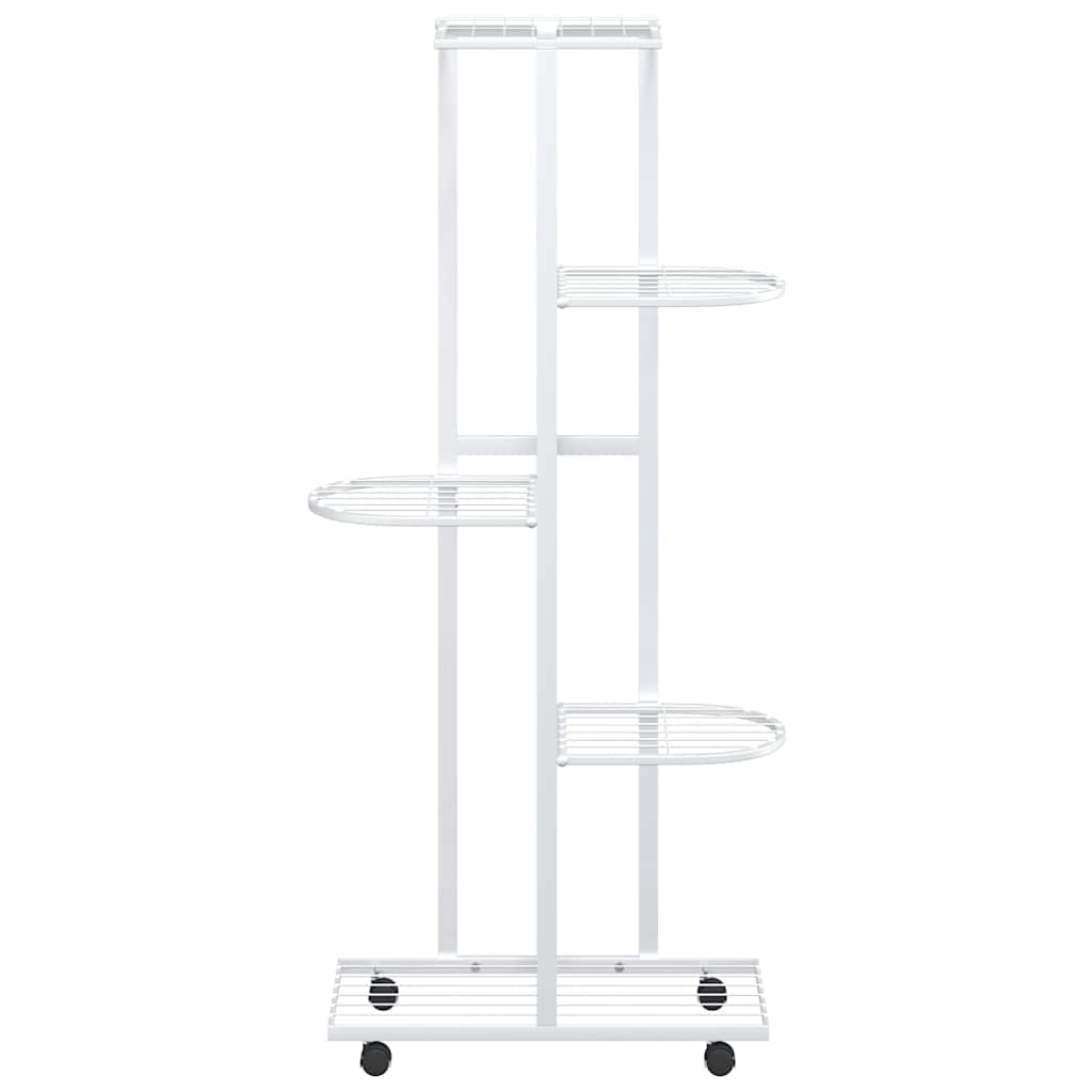 blomsterstativ 5 niveauer med hjul 44x23x100 cm jern hvid