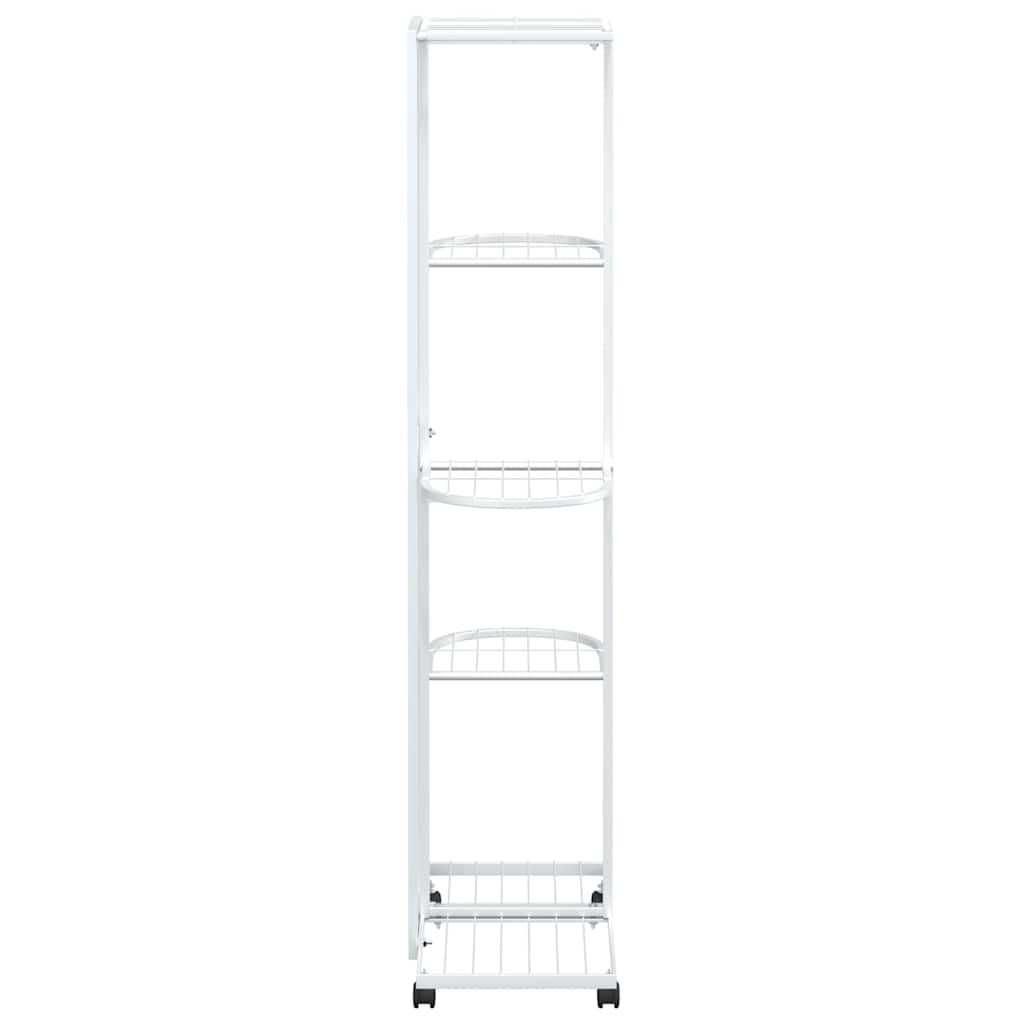 blomsterstativ 5 niveauer med hjul 44x23x100 cm jern hvid