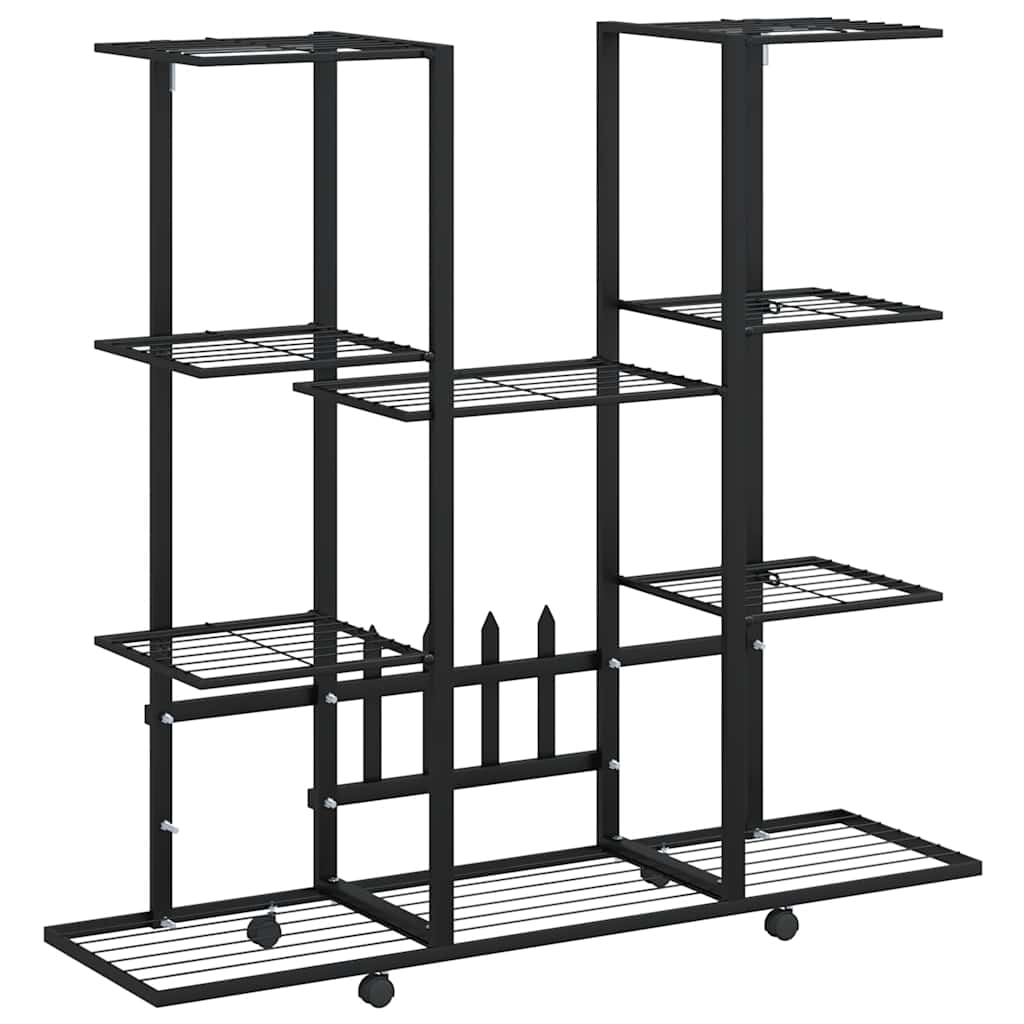 blomsterstativ med hjul 94,5x24,5x91,5 cm jern sort