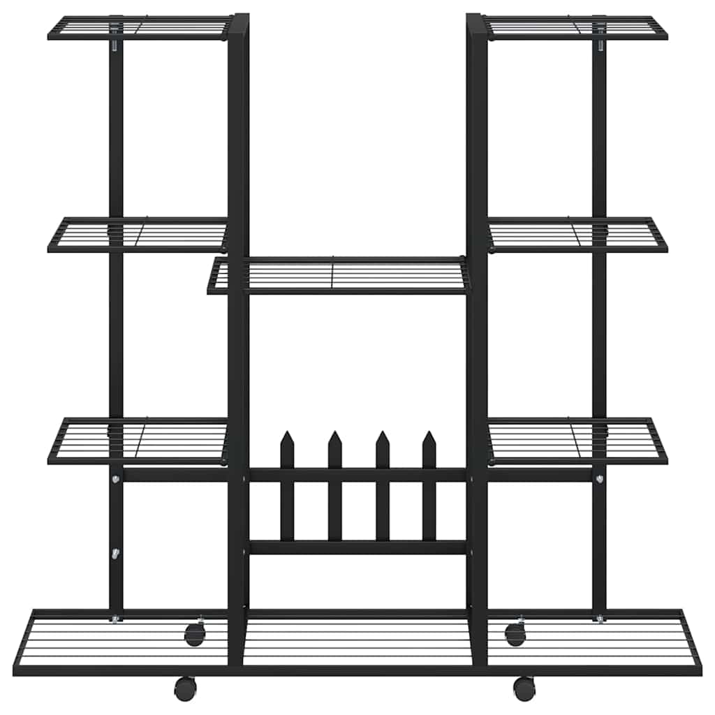 blomsterstativ med hjul 94,5x24,5x91,5 cm jern sort