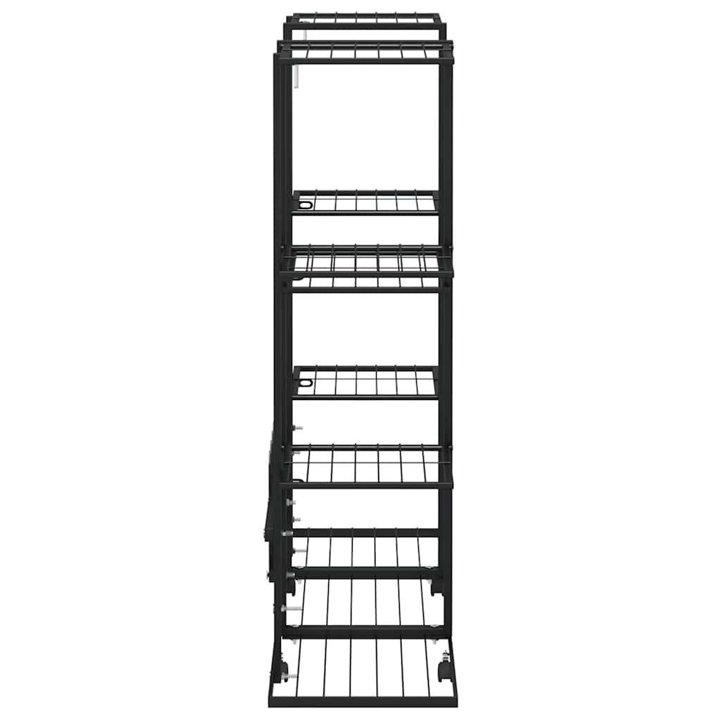 blomsterstativ med hjul 94,5x24,5x91,5 cm jern sort