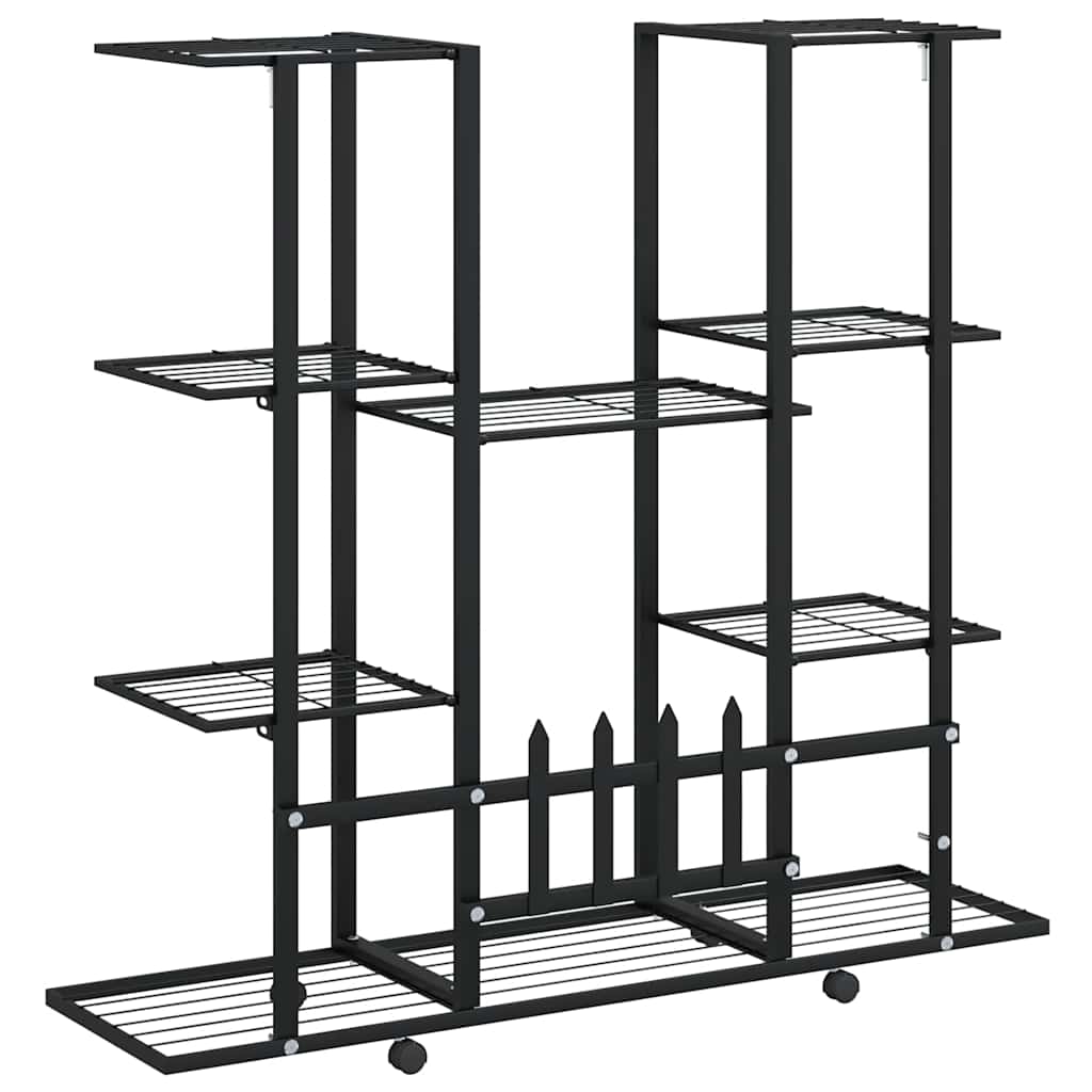 blomsterstativ med hjul 94,5x24,5x91,5 cm jern sort