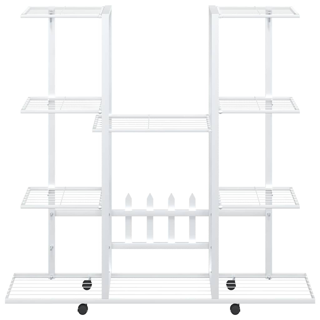 blomsterstativ med hjul 94,5x24,5x91,5 cm jern hvid