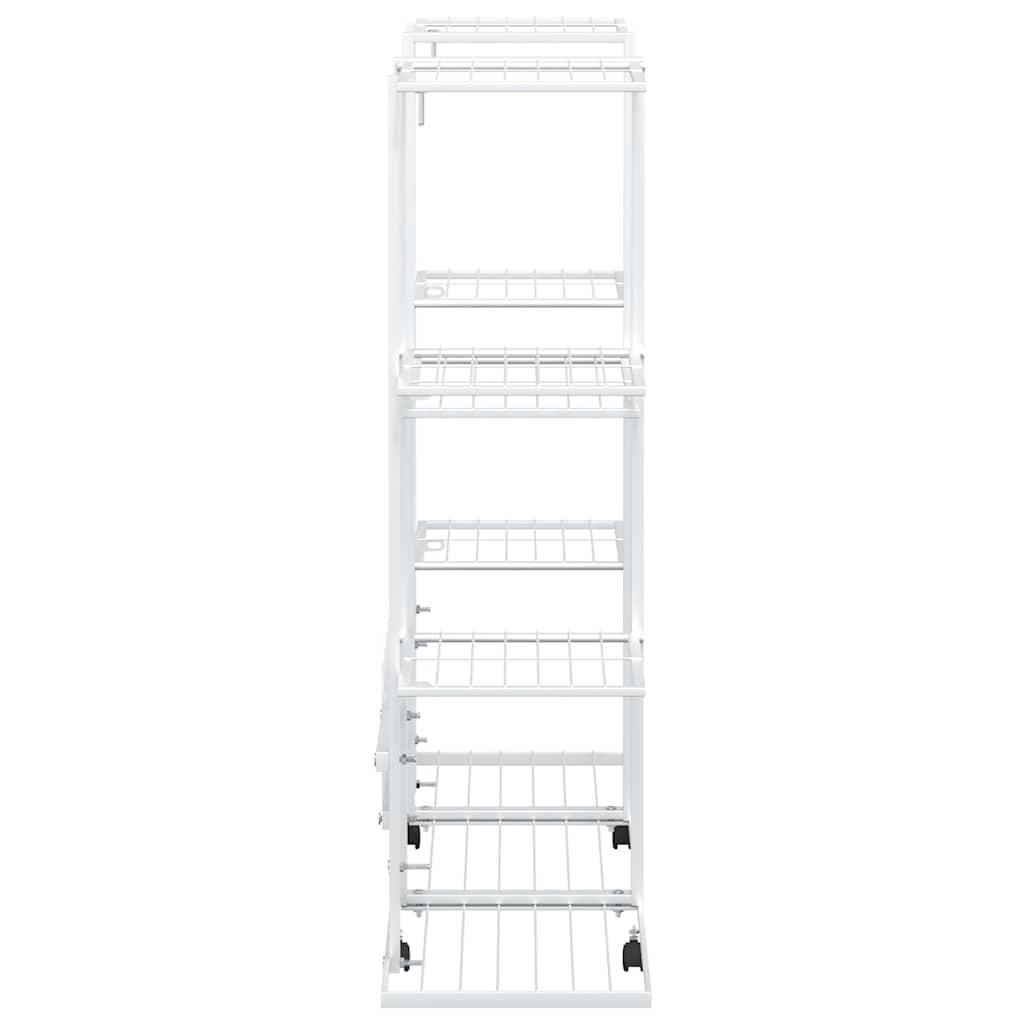 blomsterstativ med hjul 94,5x24,5x91,5 cm jern hvid