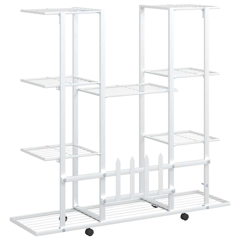 blomsterstativ med hjul 94,5x24,5x91,5 cm jern hvid