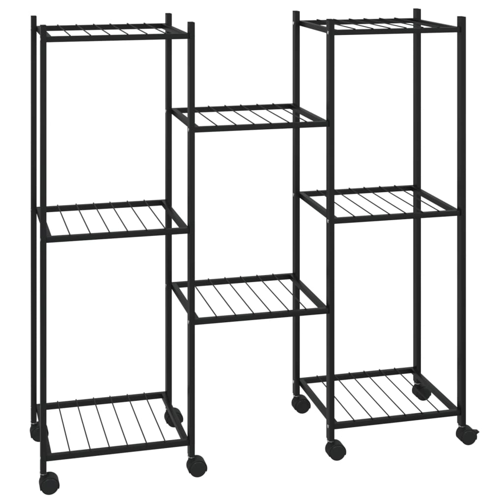 blomsterstativ med hjul 83x25x83,5 cm jern sort