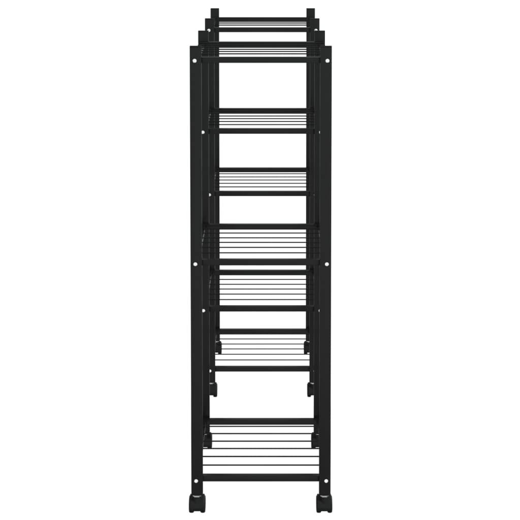 blomsterstativ med hjul 83x25x83,5 cm jern sort
