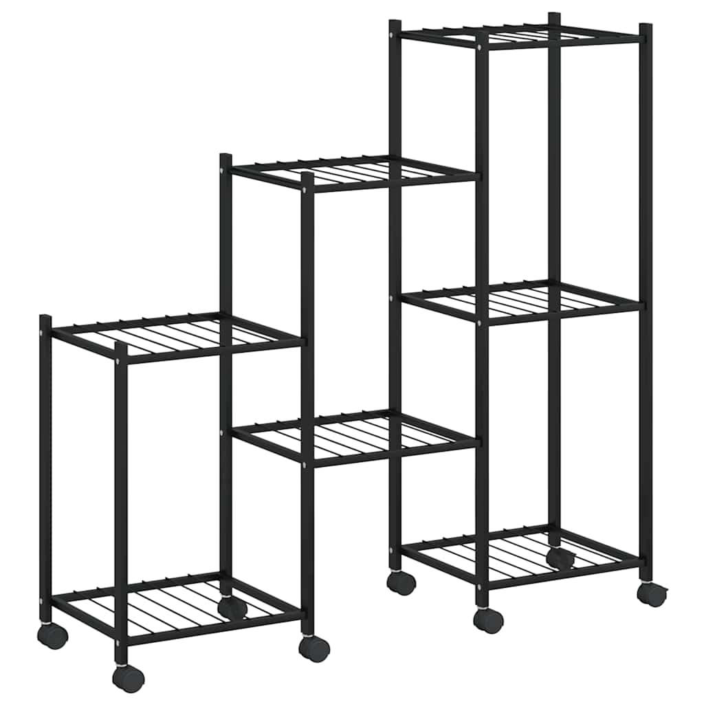 blomsterstativ med hjul 83x25x83,5 cm jern sort