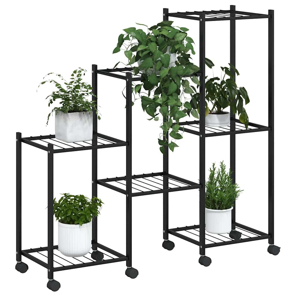 blomsterstativ med hjul 83x25x83,5 cm jern sort