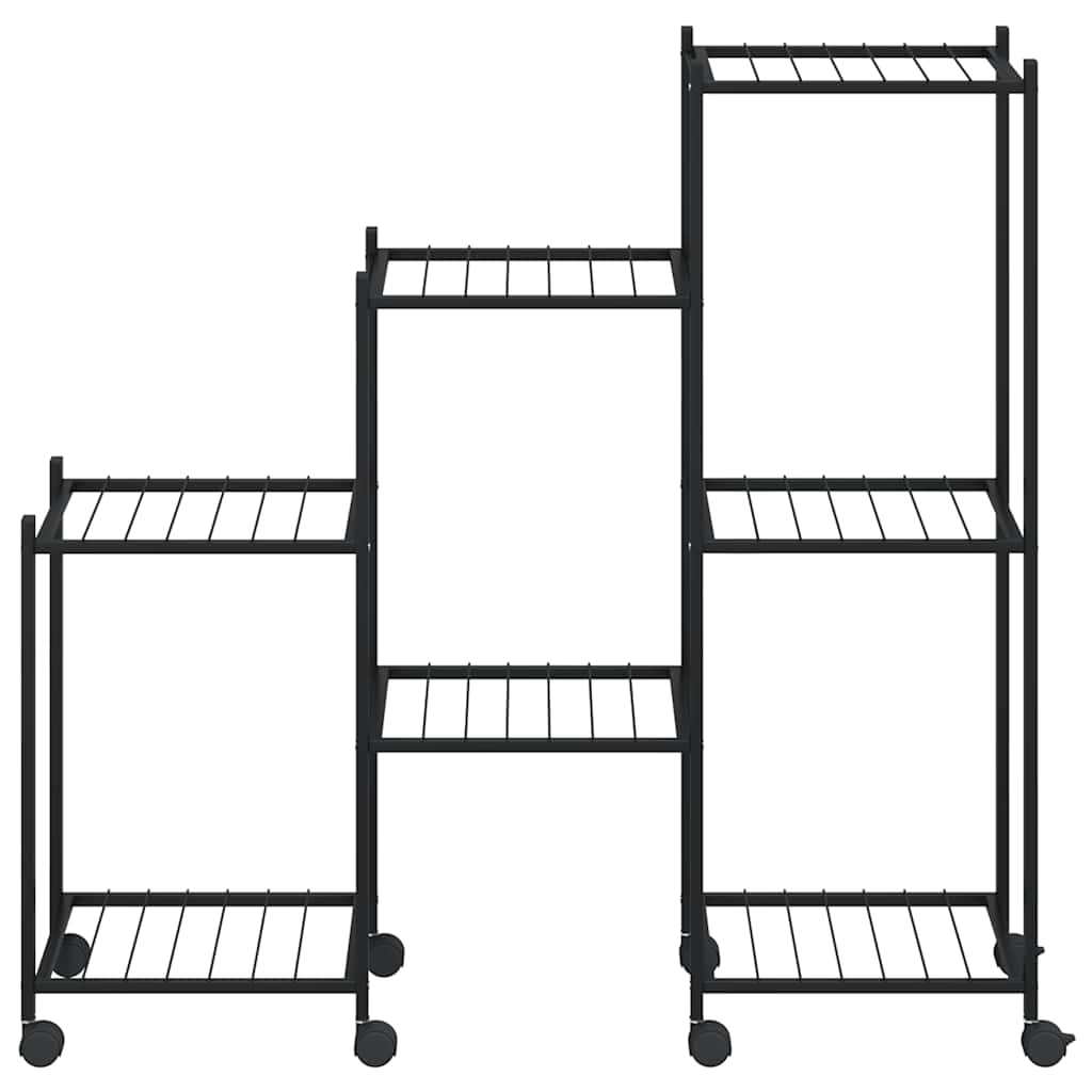 blomsterstativ med hjul 83x25x83,5 cm jern sort