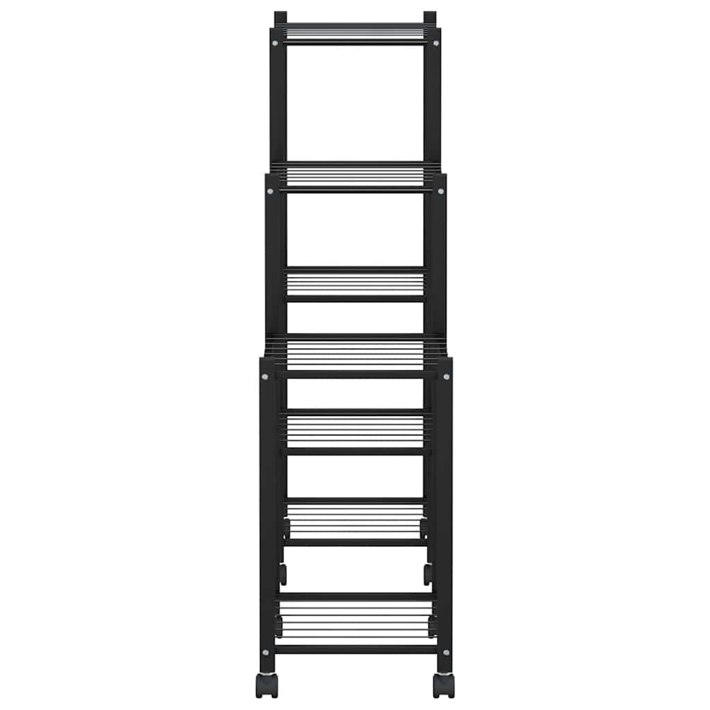 blomsterstativ med hjul 83x25x83,5 cm jern sort