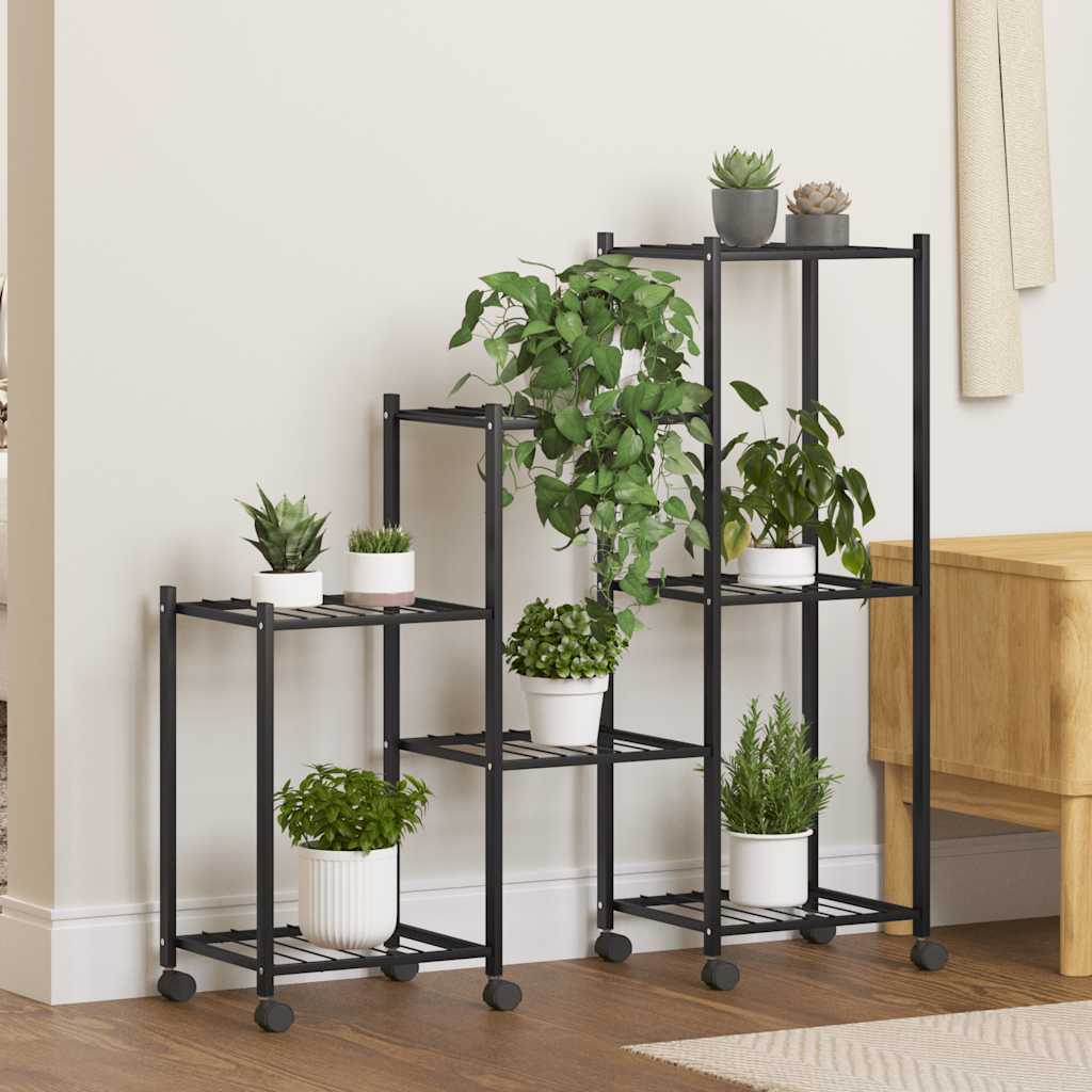 blomsterstativ med hjul 83x25x83,5 cm jern sort