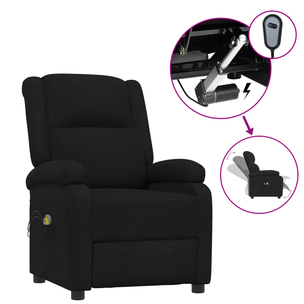 eldrevet massagestol stof sort
