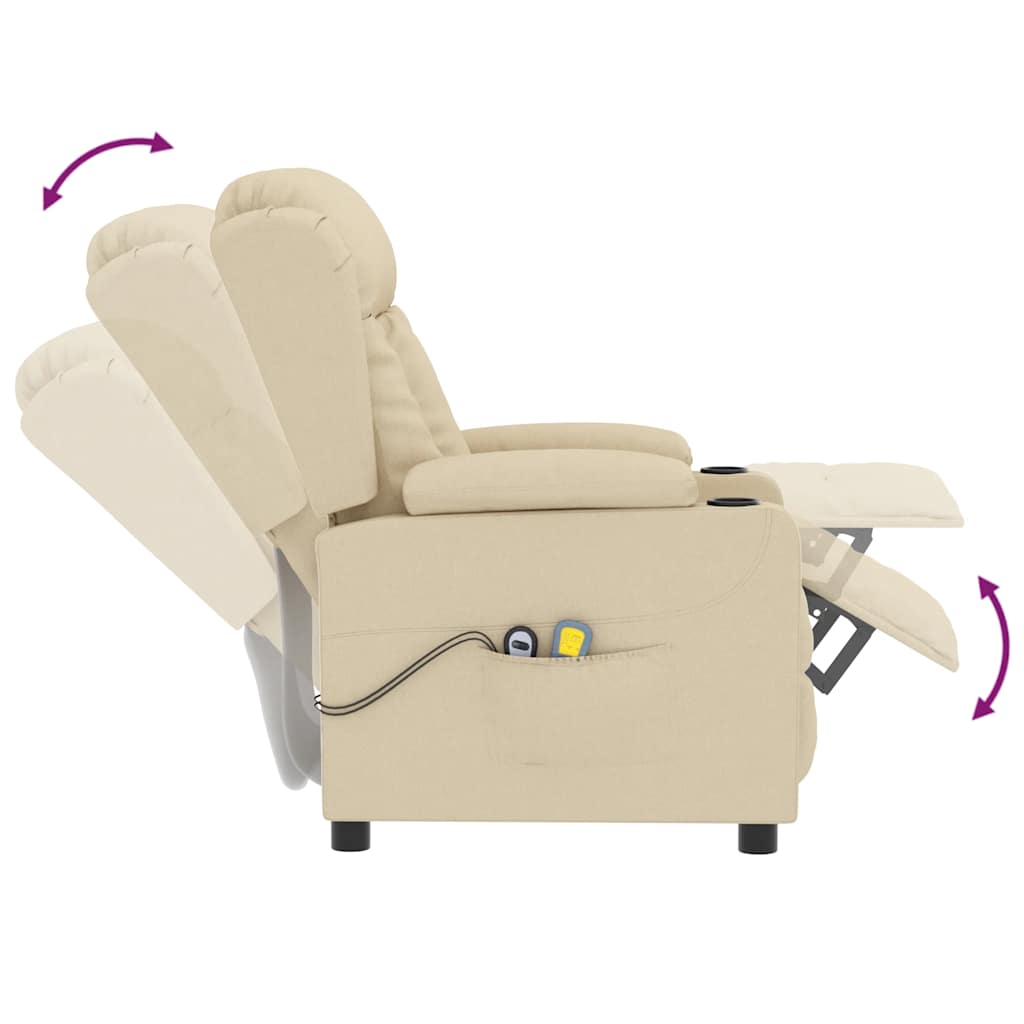 eldrevet massagestol stof cremefarvet