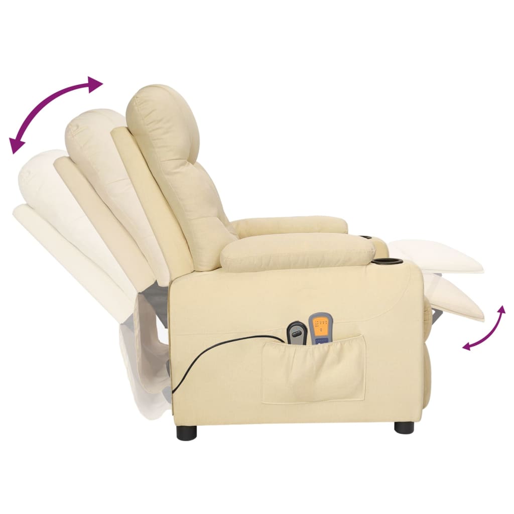 eldrevet massagestol stof cremefarvet