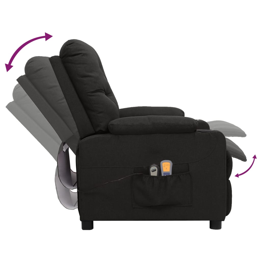 eldrevet massagestol stof sort