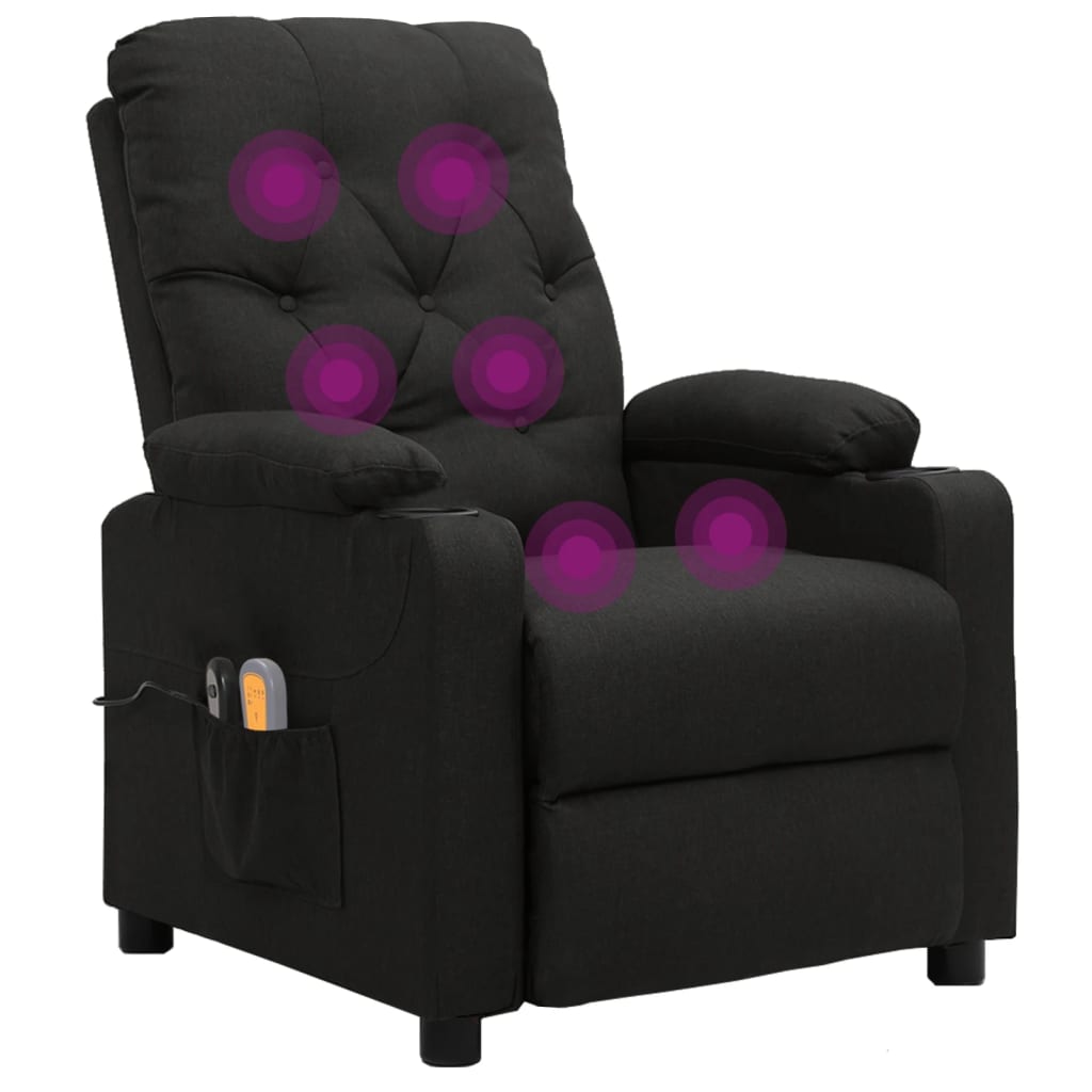 eldrevet massagestol stof sort