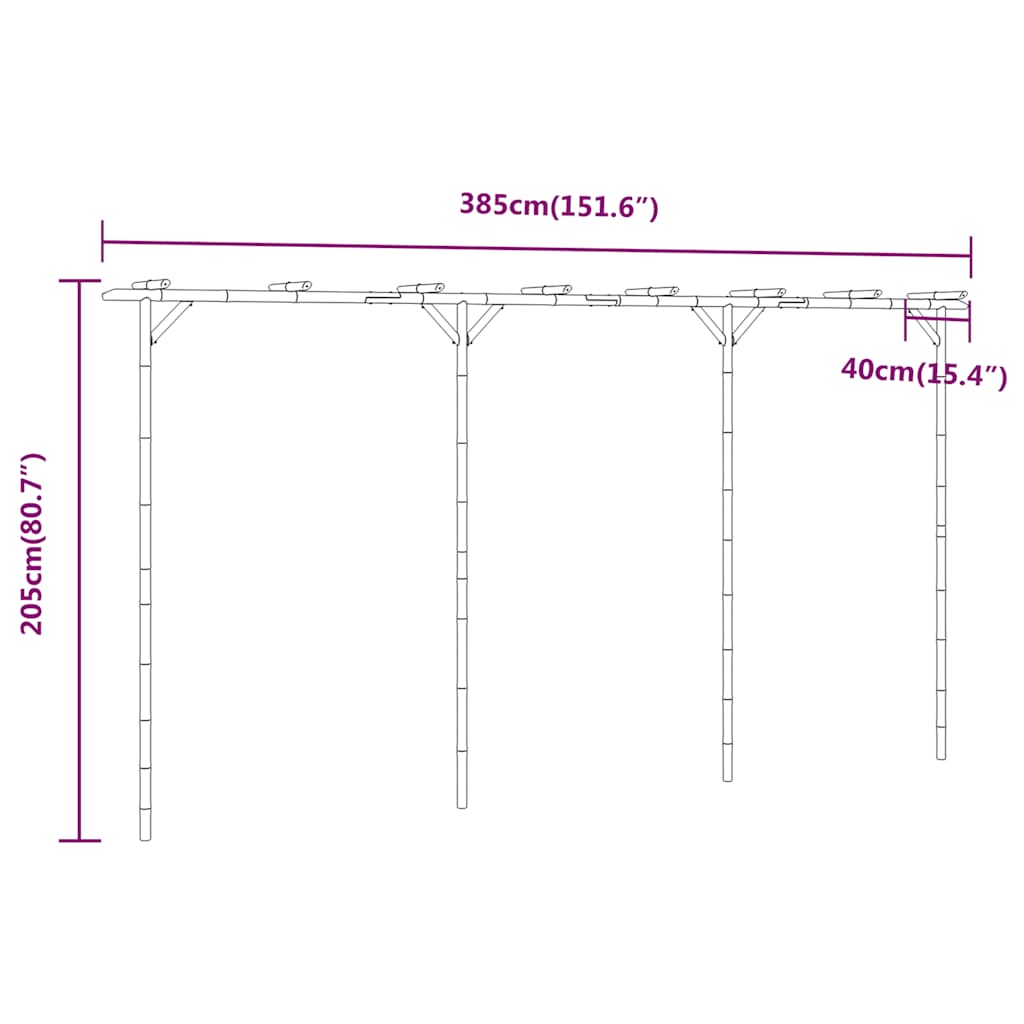 pergola 385x40x205 cm bambus