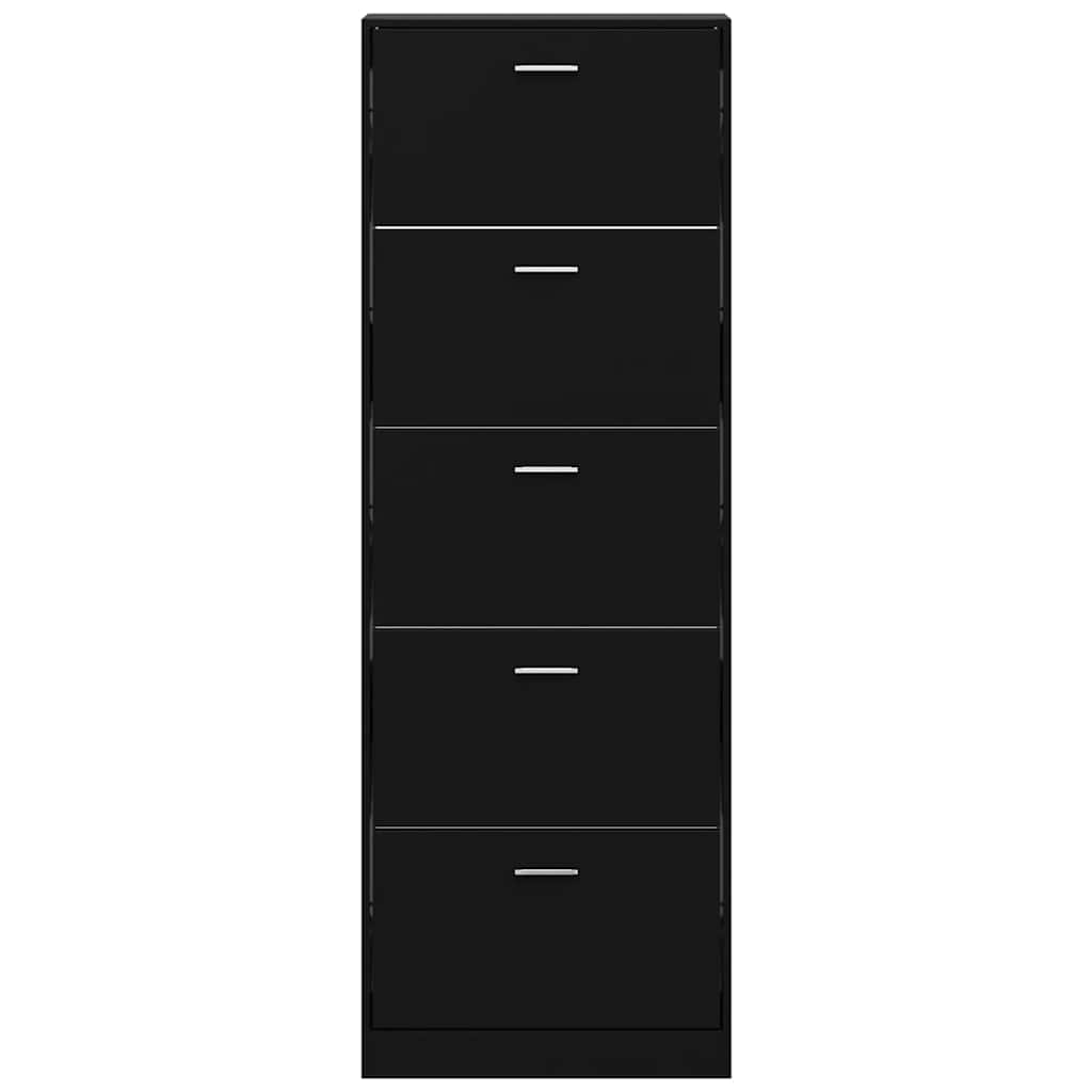 skoskab 59x17x169 cm konstrueret træ sort