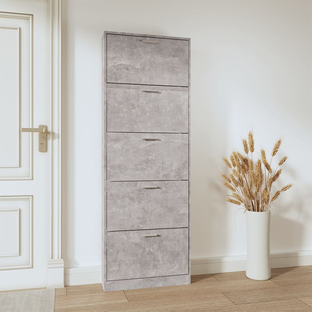 skoskab 59x17x169 cm konstrueret træ betongrå