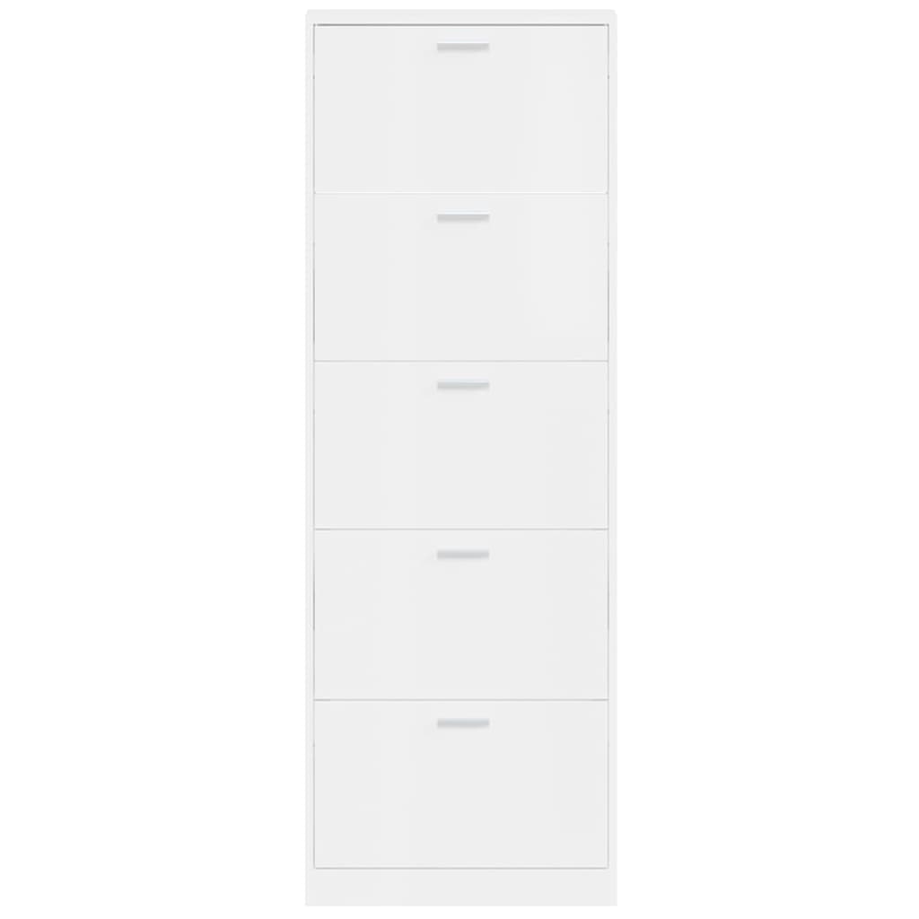 skoskab 59x17x169 cm konstrueret træ hvid højglans
