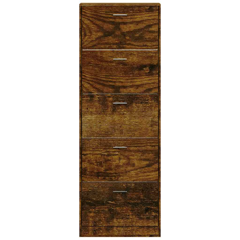 skoskab 59x17x169 cm konstrueret træ røget egetræsfarve