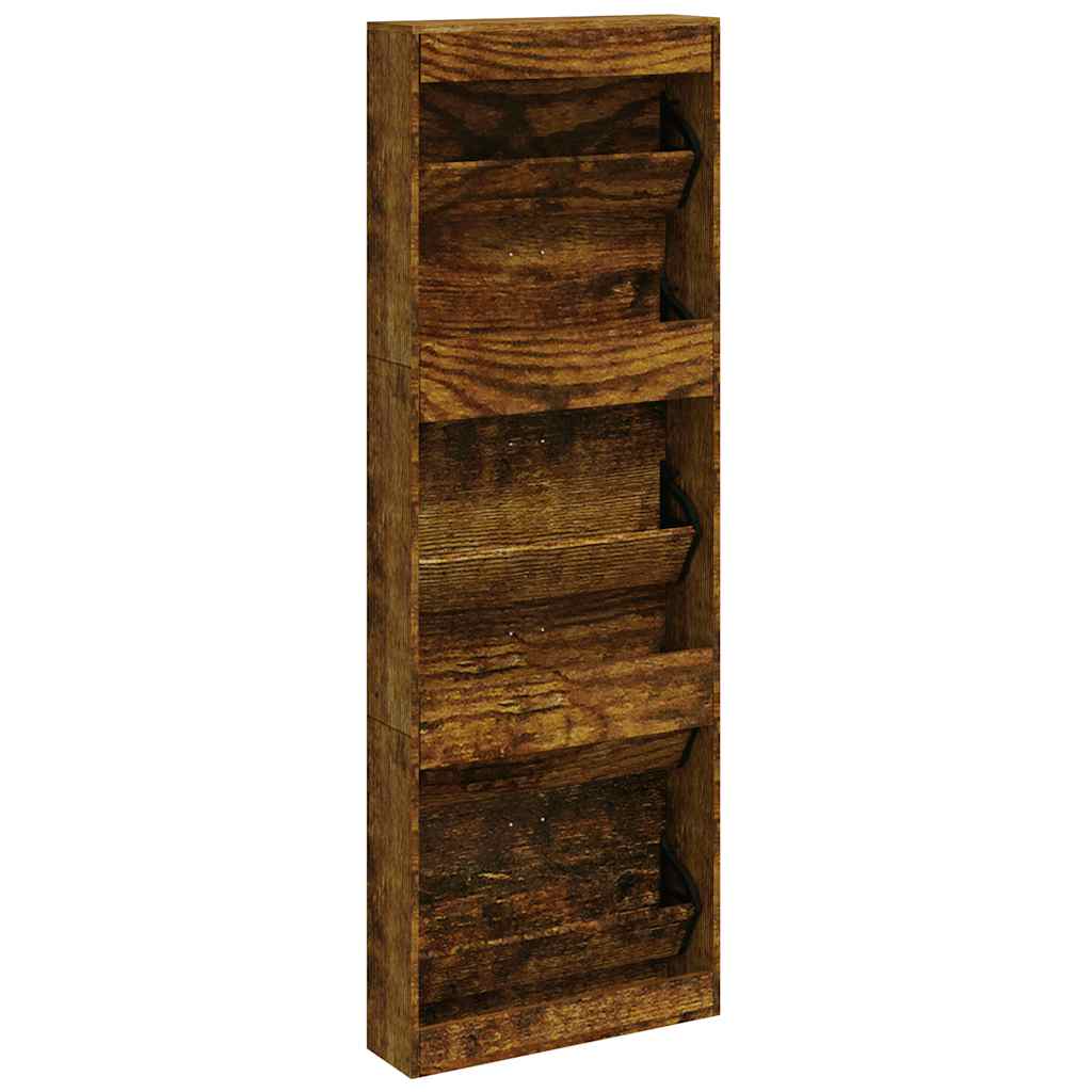 skoskab 59x17x169 cm konstrueret træ røget egetræsfarve