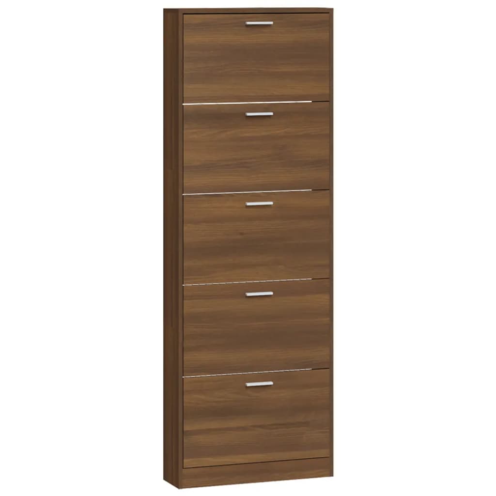 skoskab 59x17x169 cm konstrueret træ brun egetræsfarve