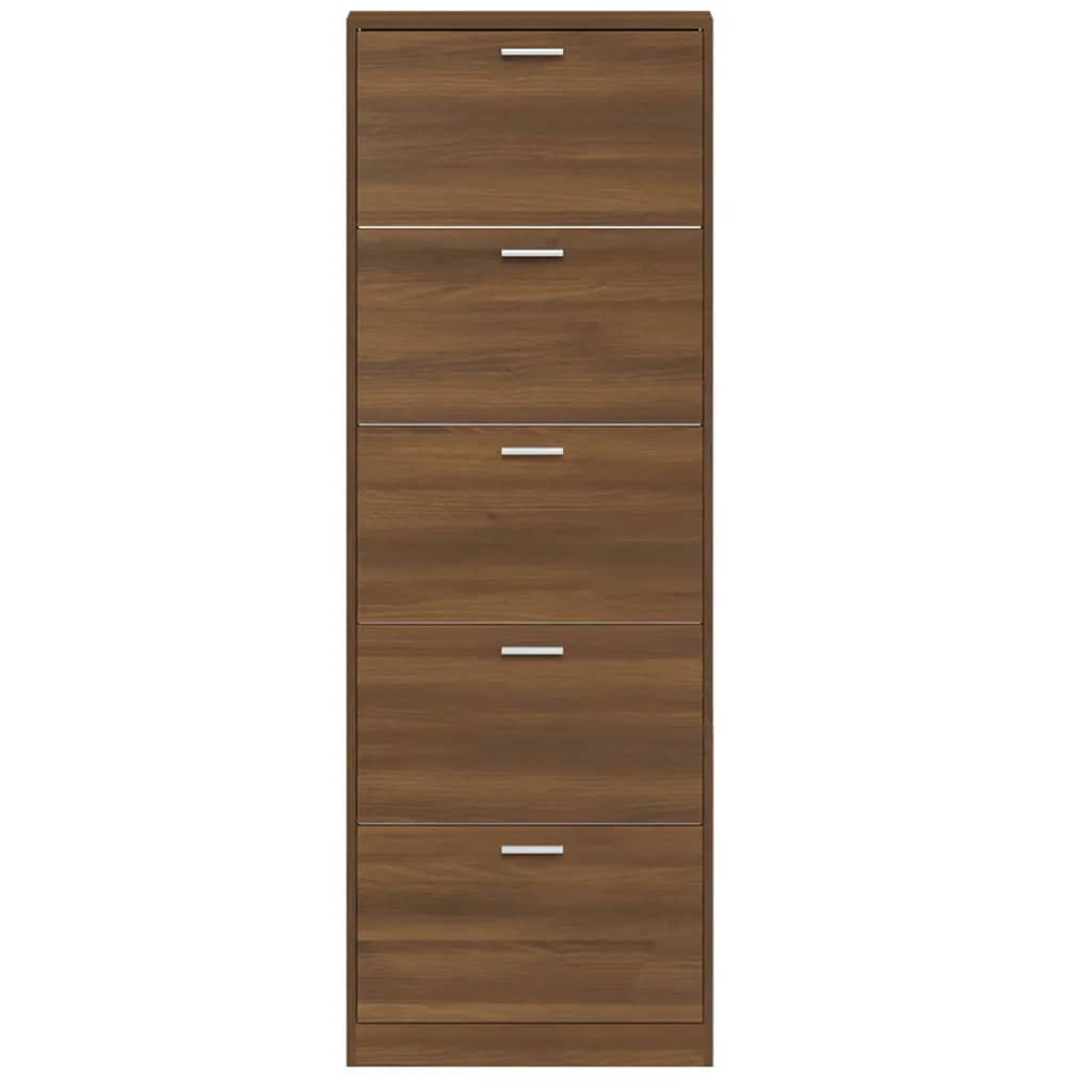 skoskab 59x17x169 cm konstrueret træ brun egetræsfarve