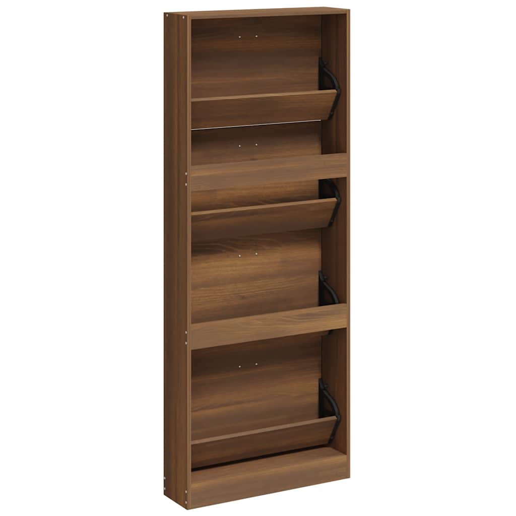skoskab 59x17x150 cm konstrueret træ brun egetræsfarve