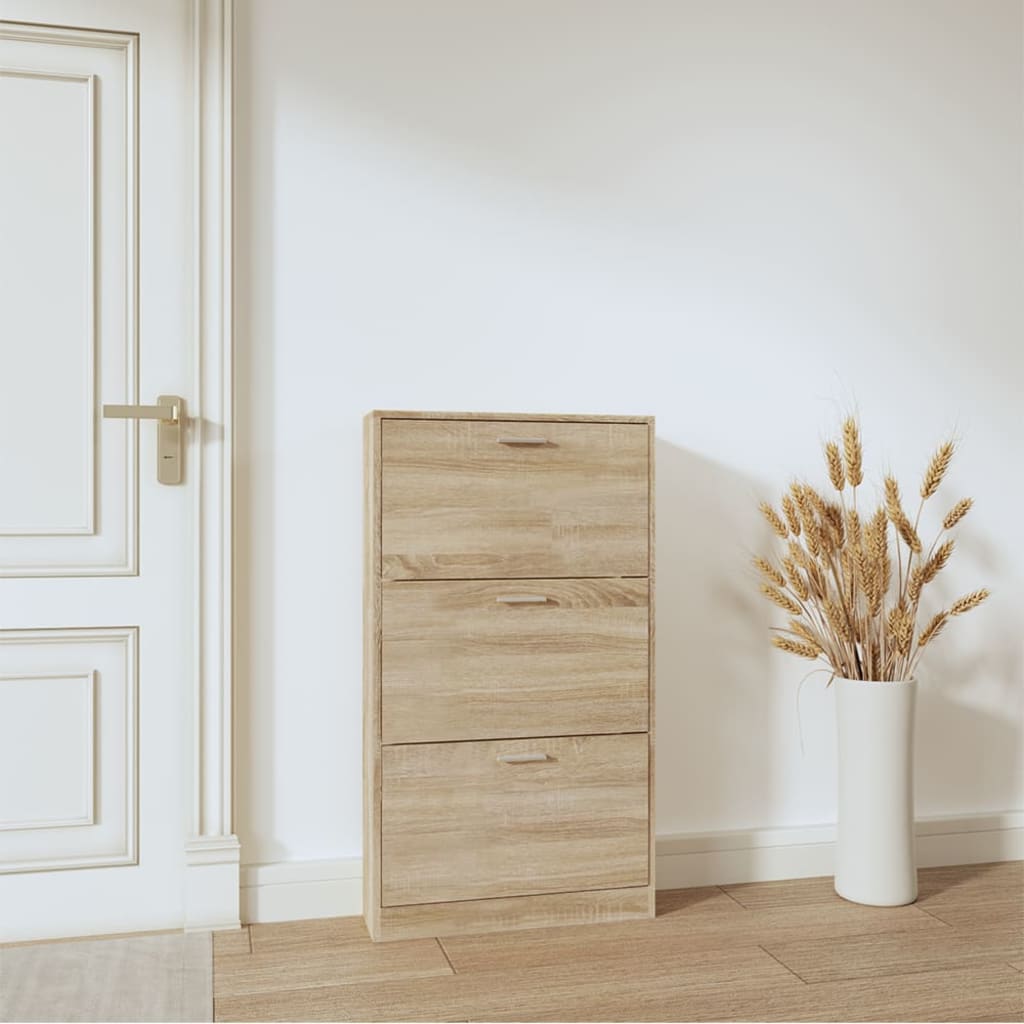 skoskab 59x17x108 cm konstrueret træ egetræ