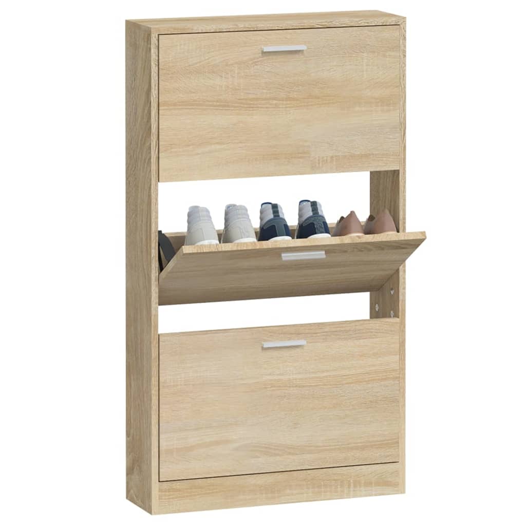 skoskab 59x17x108 cm konstrueret træ egetræ