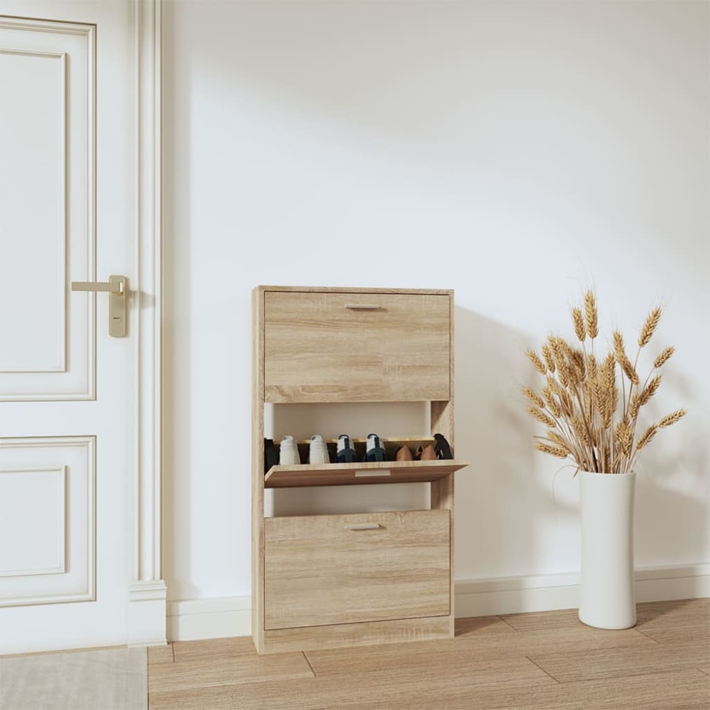 skoskab 59x17x108 cm konstrueret træ egetræ