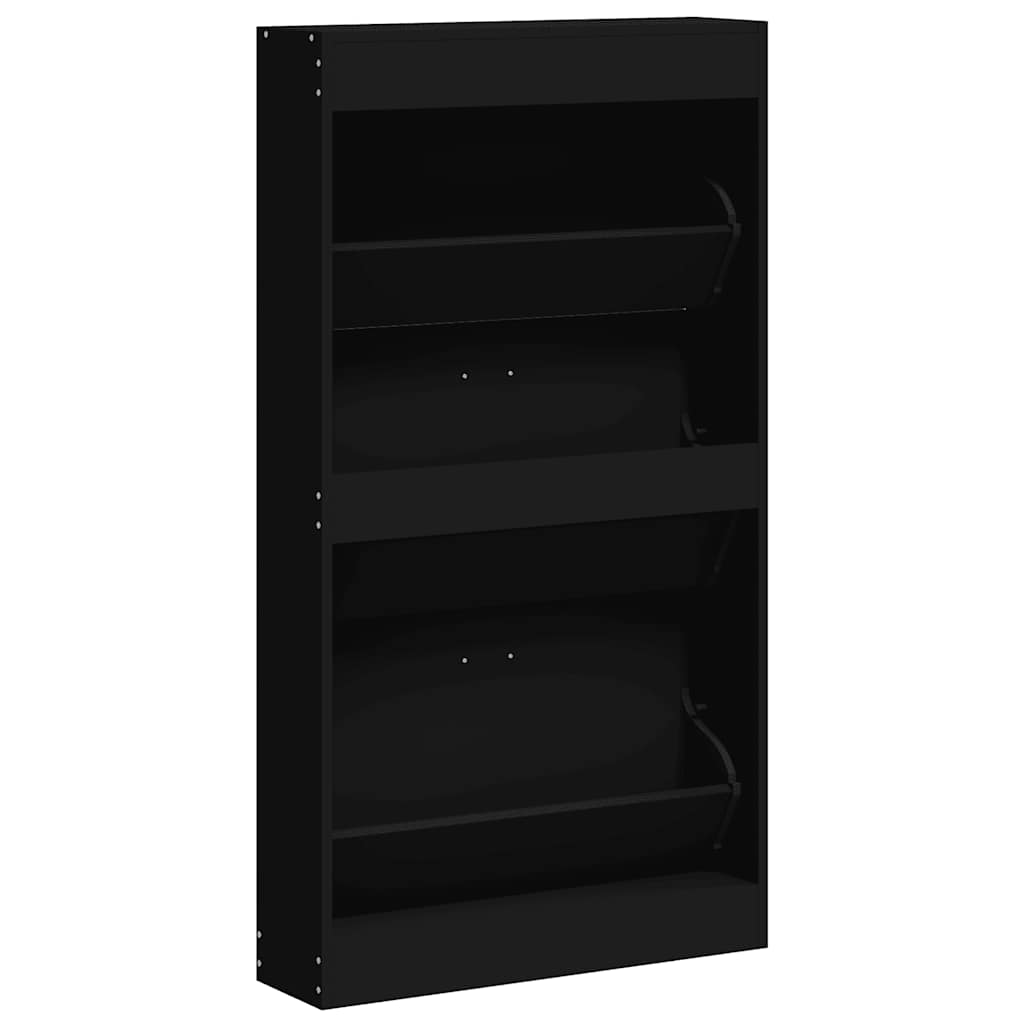 skoskab 59x17x108 cm konstrueret træ sort
