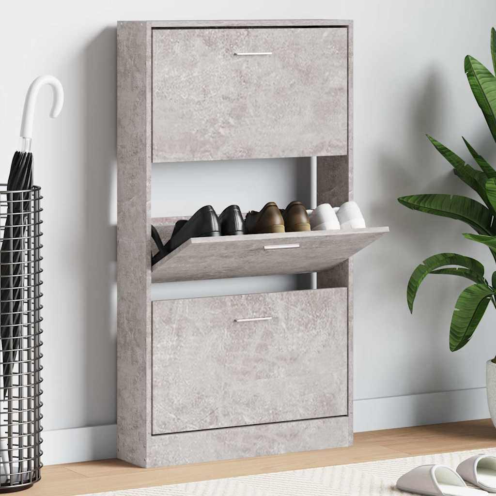 skoskab 59x17x108 cm konstrueret træ betongrå