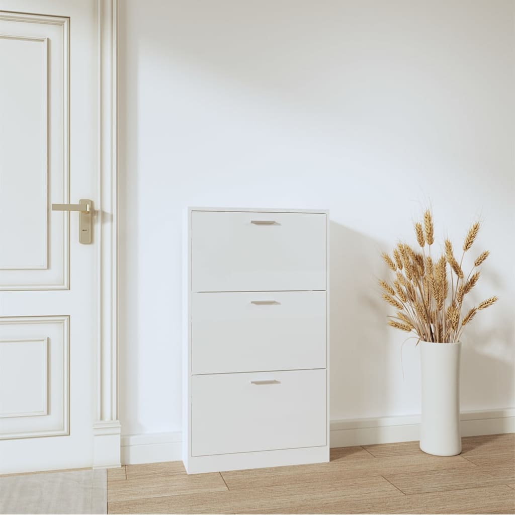 skoreol 59x17x108 cm konstrueret træ hvid højglans