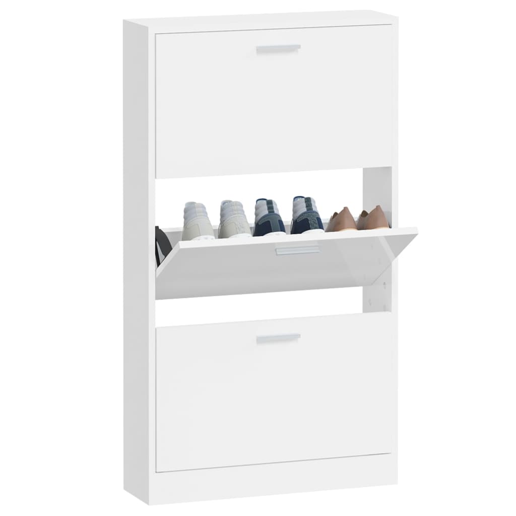 skoreol 59x17x108 cm konstrueret træ hvid højglans