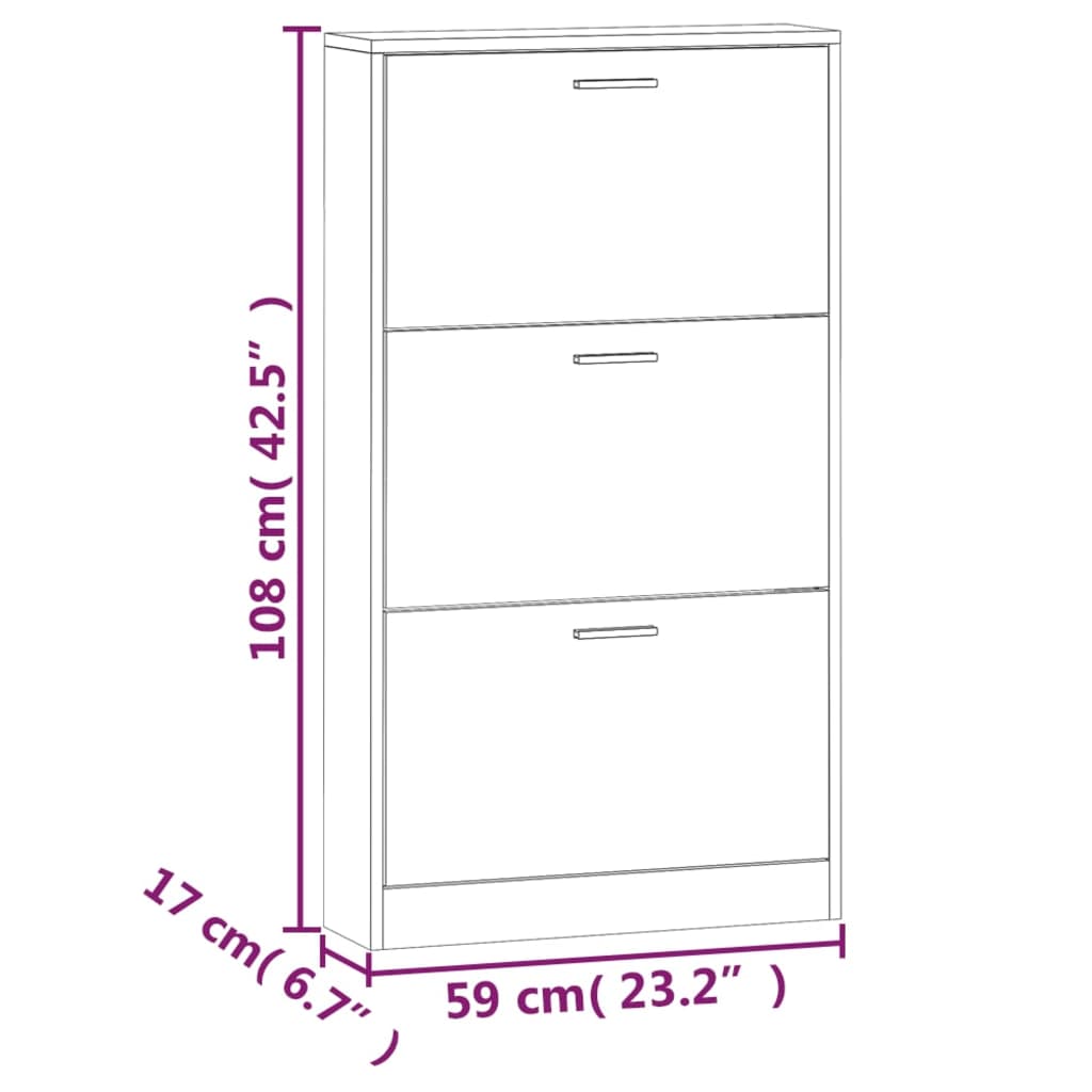 skoreol 59x17x108 cm konstrueret træ hvid højglans