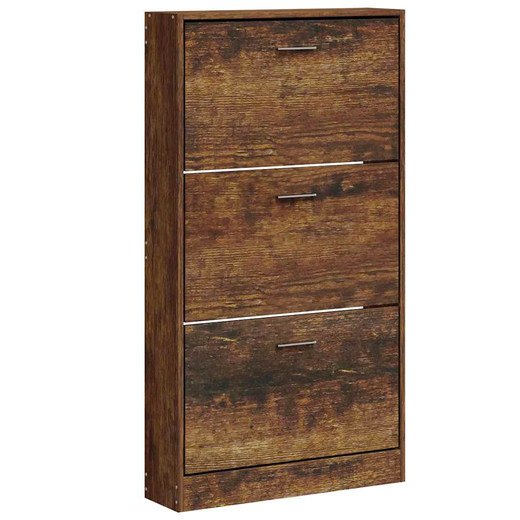 skoskab 59x17x108 cm konstrueret træ røget egetræsfarve