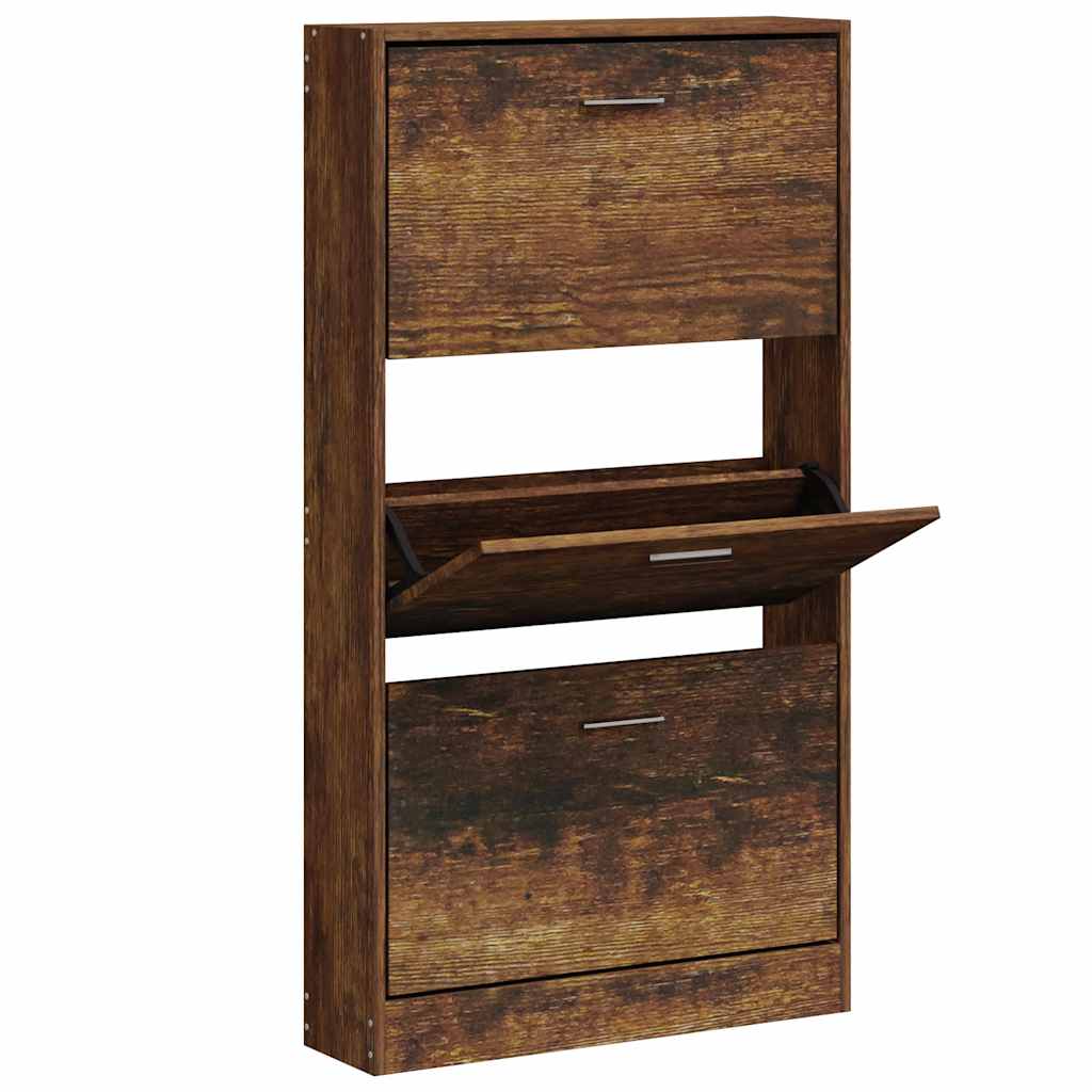skoskab 59x17x108 cm konstrueret træ røget egetræsfarve